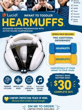 Hearmuffs Infant to Toddler Hearing Protection Headphones - White